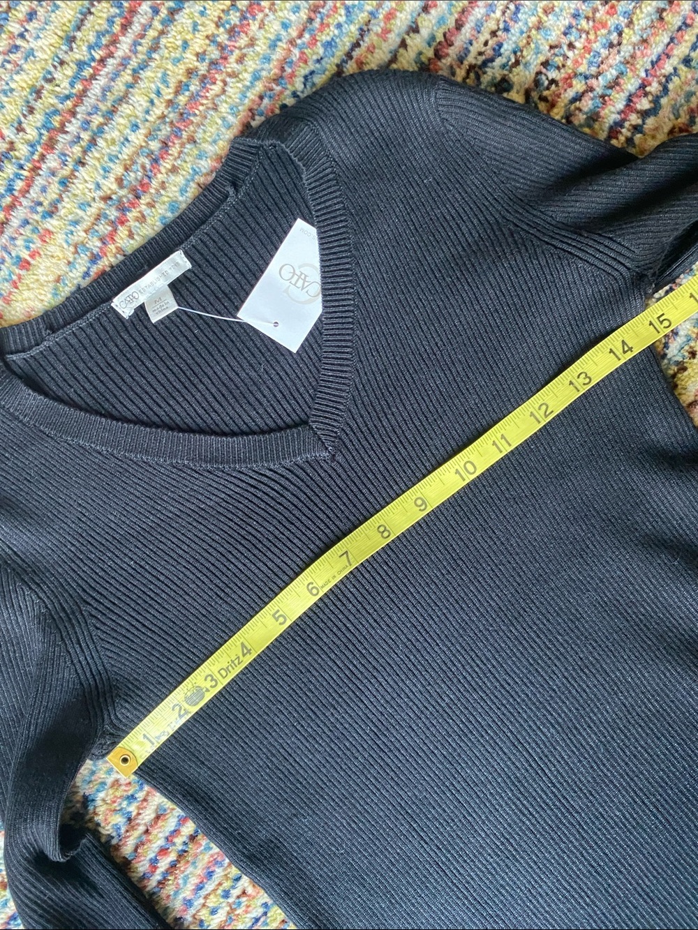Cato Black V-Neck Ribbed Top with Lace Bell Sleeves M - Picture 4 of 9
